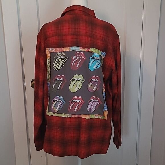 Handmade Vintage Upcycled Kantha & Flannel Shacket - THE ROLLING STONES - Picture 3 of 9